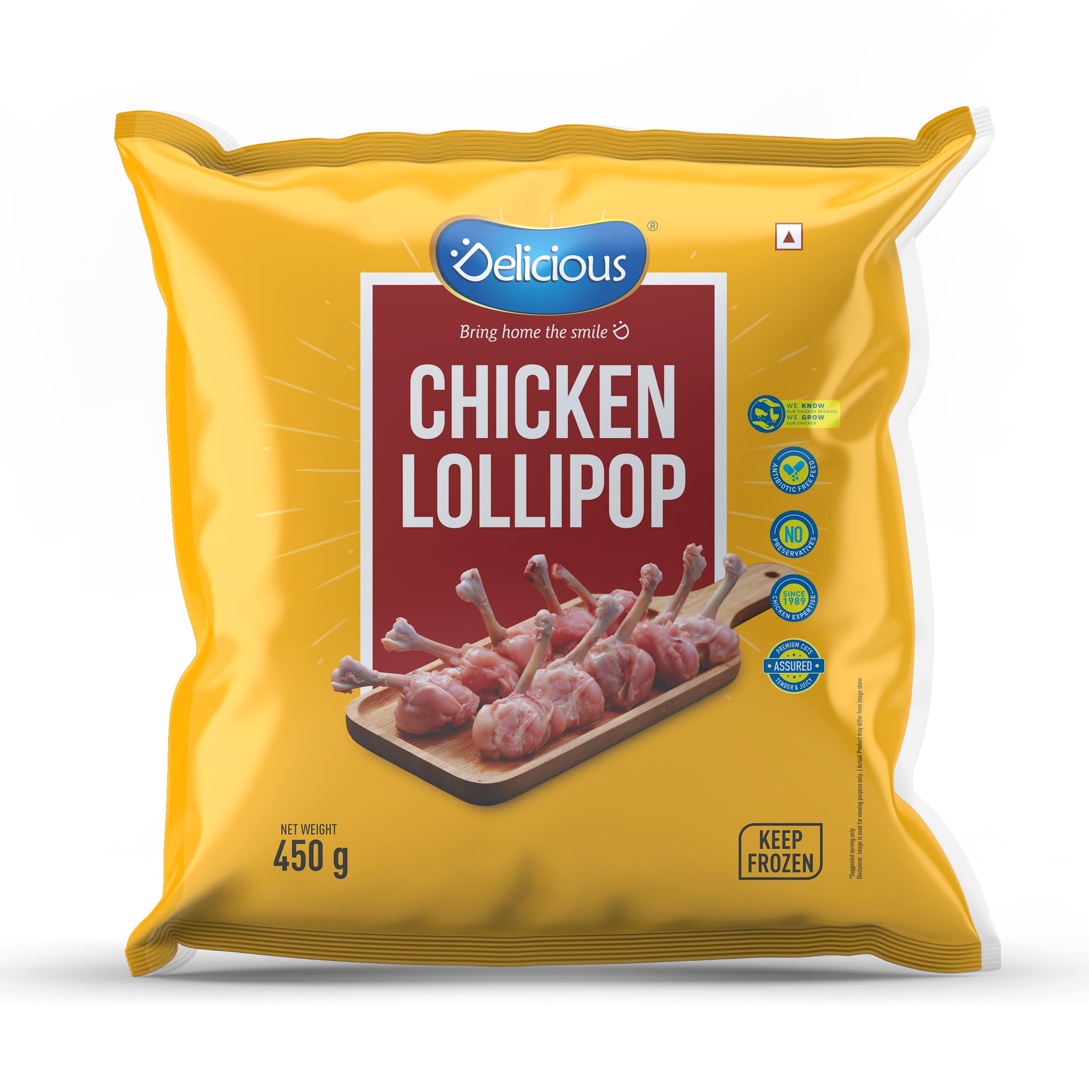 Elicious Frozen Chicken Lollypop, 450gm